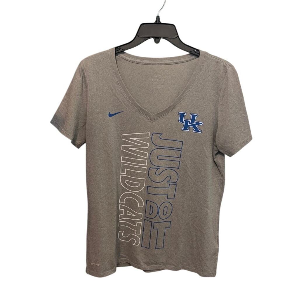 Nike Active Tshirt Womens Lg University of Kentucky UofK Vneck Gray Sportswear